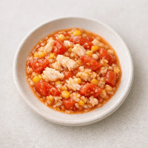 Fisch, Mais und Tomate