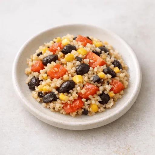 Quinoa, Schwarze Bohnen, Mais und Tomate