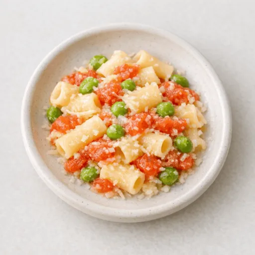 Pasta, Queso, Arvejas y Tomate