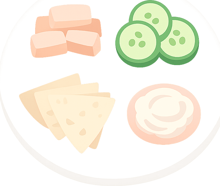 Pollo, Tortilla, Cetriolo e Formaggio cremoso