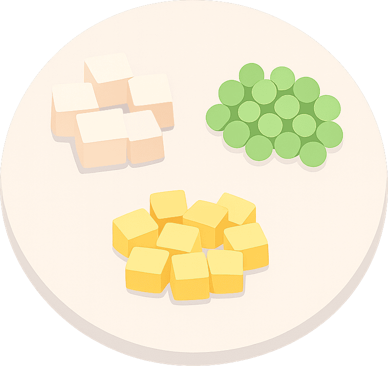 Tofu, Peas and Potato