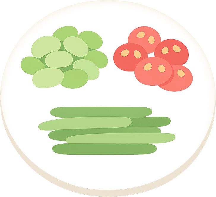 Lima bean, Tomato and Green beans