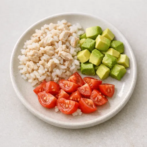 Chicken, Rice, Avocado and Tomato