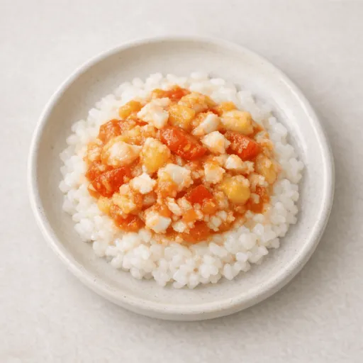Cabillaud, Banane plantain, Tomate et Riz