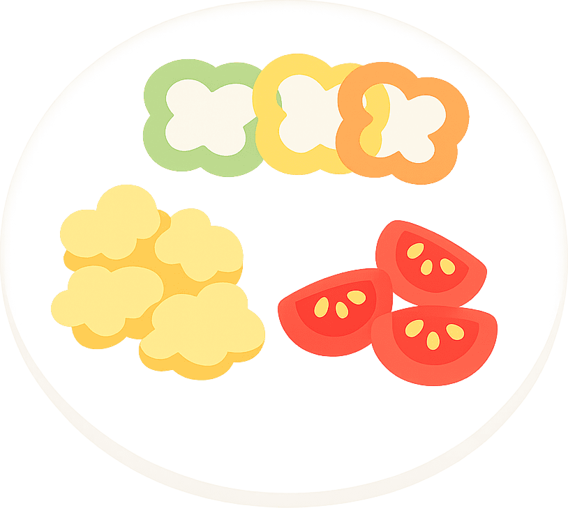 Egg, Bell pepper and Tomato