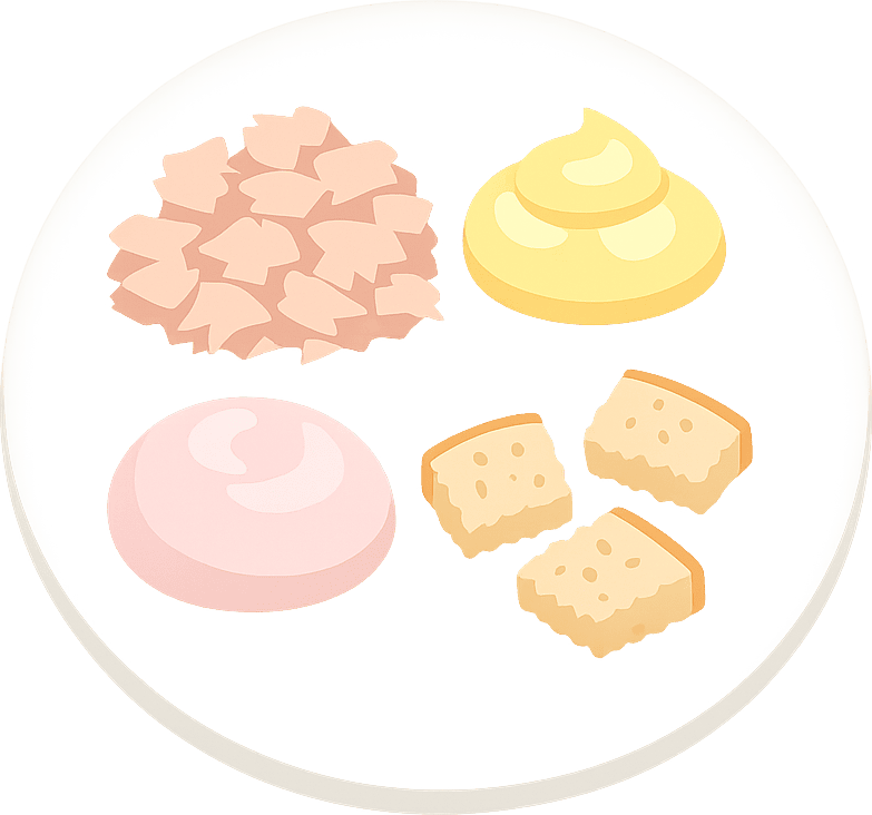 Thunfisch, Mayonnaise, Joghurt und Brot