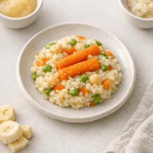 Arroz, Garbanzo, Arvejas y Zanahoria