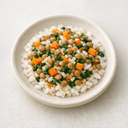 Riz, Lentilles, Carotte et Épinards