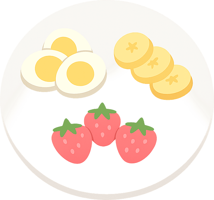 Egg, Banana and Strawberry