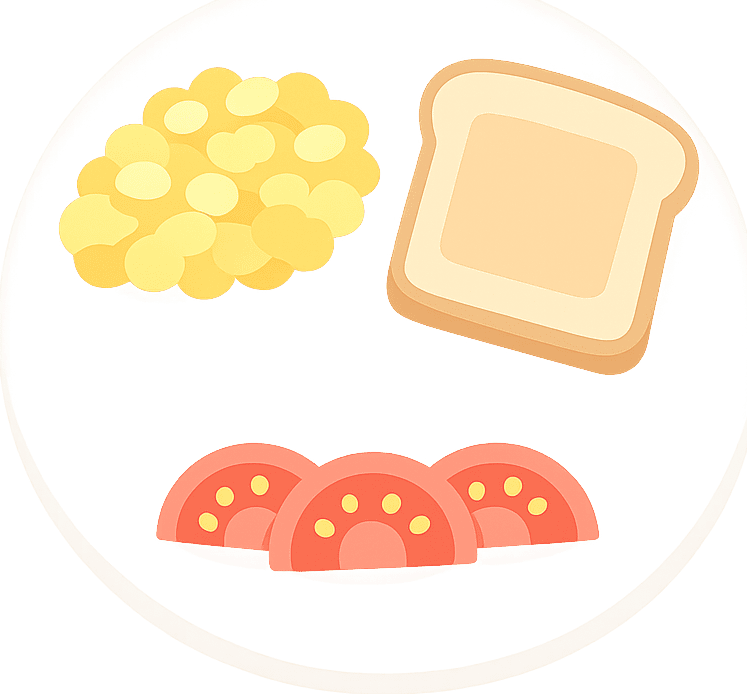Egg, Bread and Tomato