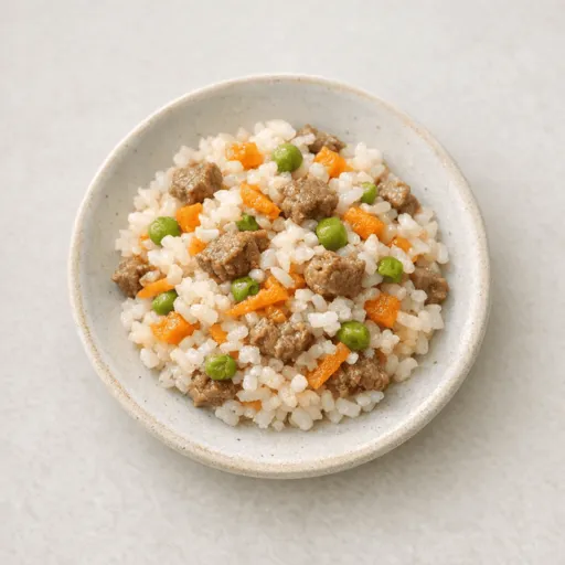 Manzo, Riso, Carota e Piselli