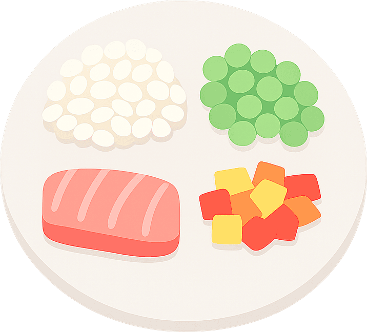 Salmon, Rice, Peas and Bell pepper