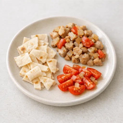 Cerdo, Tortilla, Tomate y Cebolla