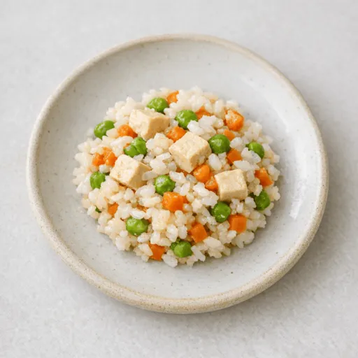 Tofu, Arroz, Arvejas y Zanahoria
