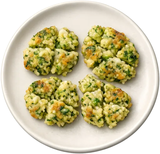 Galettes de brocoli, quinoa et fromage