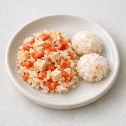 Tofu, Tomate und Reis