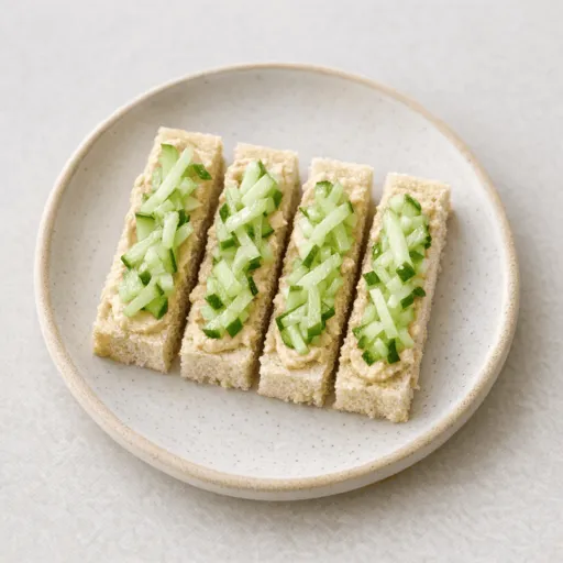 Brot, Hummus und Gurke