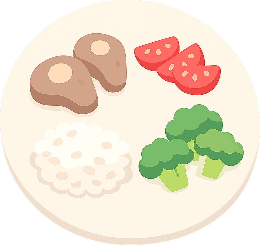Lamb, Tomato, Rice and Broccoli