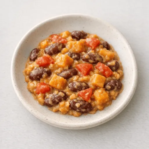 Frijoles rojos, Camote / batata, Mantequilla de maní y Tomate